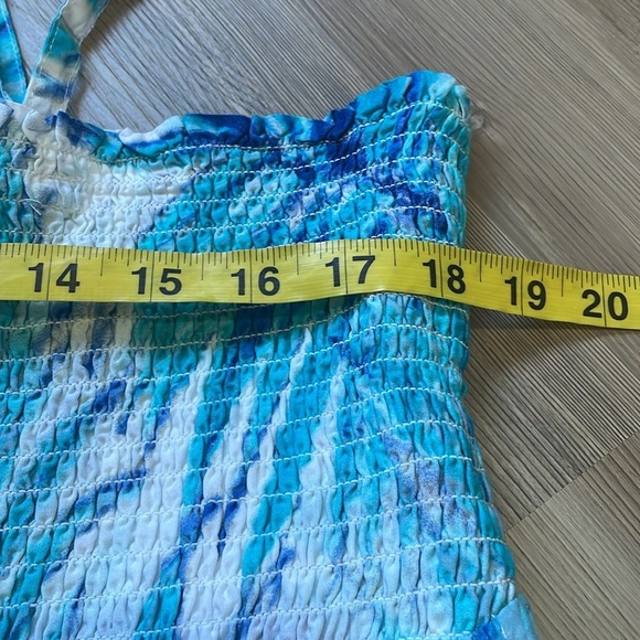 Lane Bryant Blue Floral Leaf Shirred Babydoll Spaghetti Strap Top Size 22/24 NWT - Picture 5 of 12